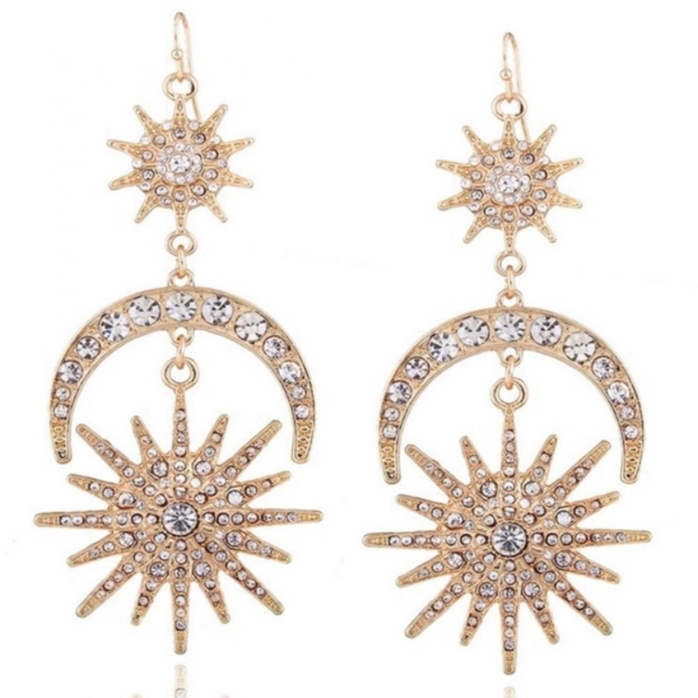 Moon&Star Golden Earrings - Picture 6 of 7